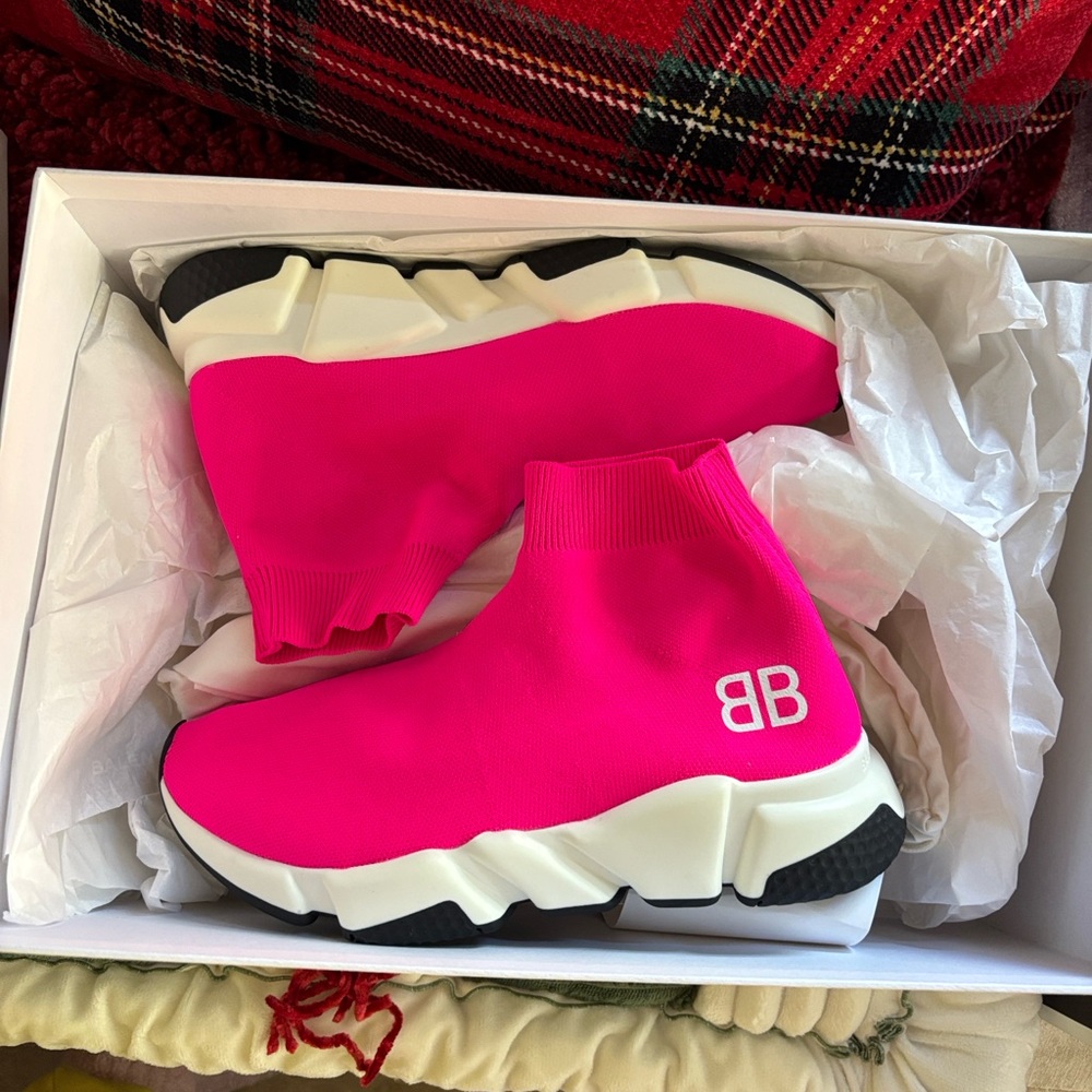 Balenciaga Tess S. Gomma Rose Fluorescent Sneaker NIB